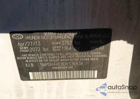 2013 Hyundai Elantra Gls из США, поврежденный, VIN 5NPDH4AE8DH336838